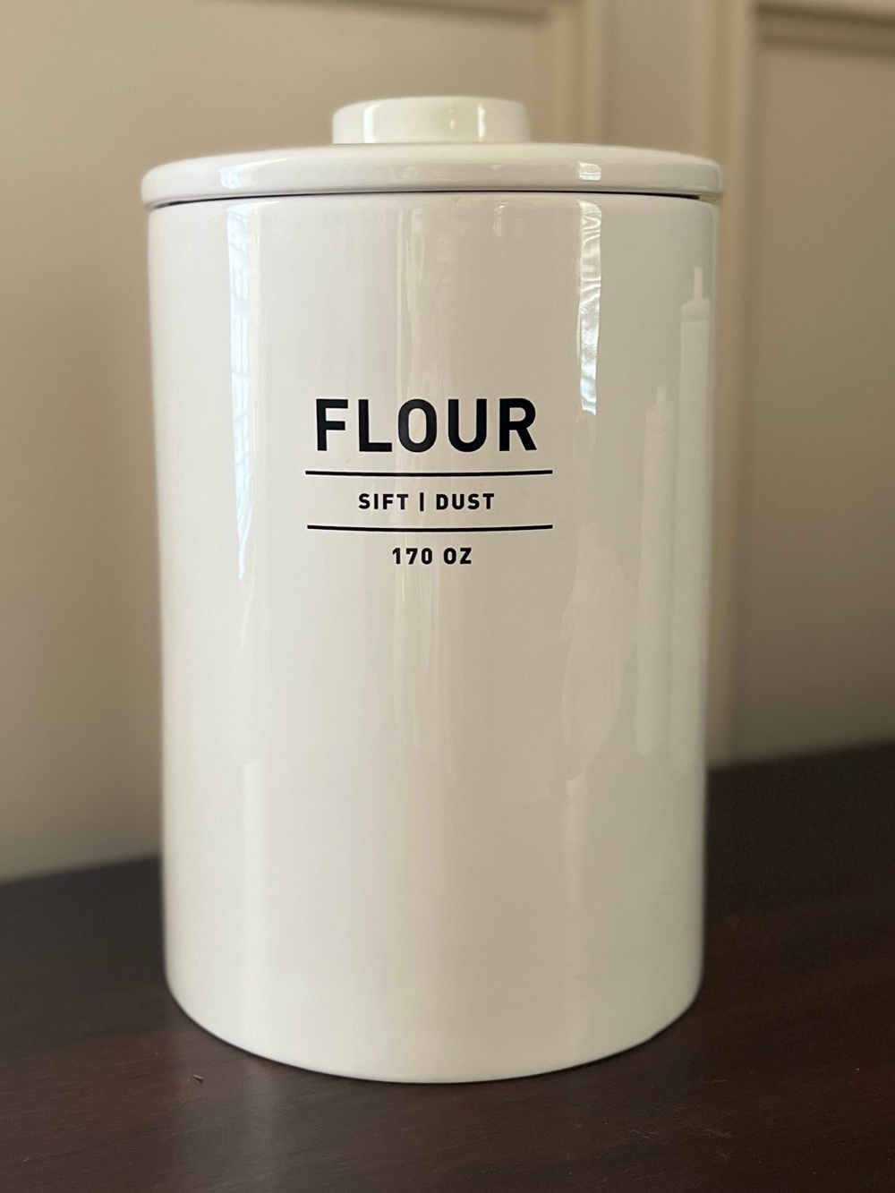 FLOUR Canister - West Elm White Stoneware Large - Modern Kitchen Storage
